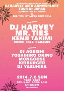 DJ HARVEY 25TH ANNIVERSARY TOUR OF JAPAN×Mr Ties 1st Japan Tour!! 2014.07.06(SUN) at CCO クリエイティブセンター大阪