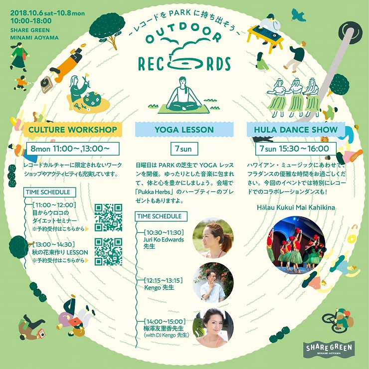 『OUTDOOR RECORDS〜レコードをPARKに持ち出そう〜』2018年10月6日(土)～8日(月・祝) at SHARE GREEN MINAMI AOYAMA