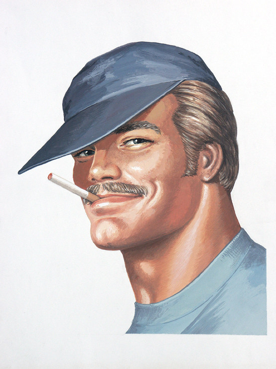 TOM OF FINLAND (Finnish, 1920-1991), Portrait of Pekka (Cover of Sex in the Shed), 1975, Gouache on paper, 10.69 in. x 8.81 in., Tom of Finland Foundation permanent collection, © 1975 - 2020 Tom of Finland Foundation