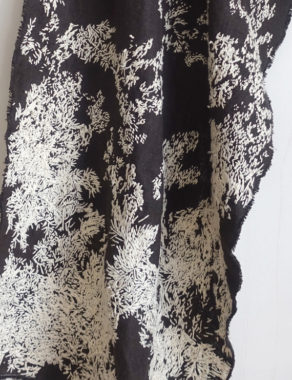 高野萌美　「グラヴィティ」　2021年(写真は作品の一部) 布、糸　サイズ可変
