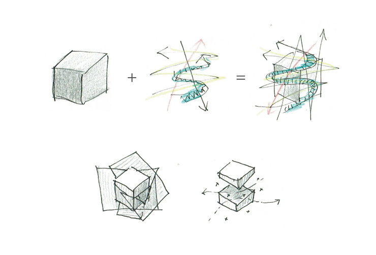 杉山夏実「IMAGINARY BAUHAUS MUSEUM 展示空間構成のための初期概念図」2019年　空間インスタレーション　シラー博物館（ワイマールドイツ）